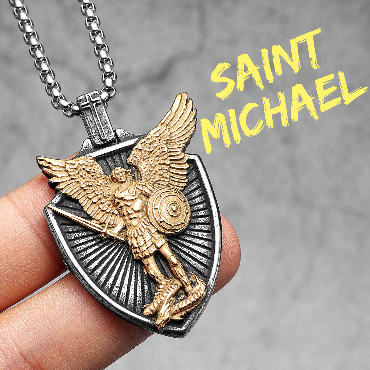 Saint Michael | 316L Stainless Steel Archangel Guardian Shield or Protection Pendant
