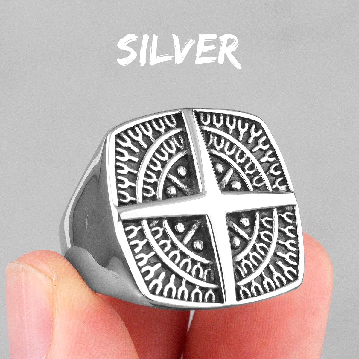 Ancient Compass | 14k Gold Over Stainless Steel Men's Street Wear Unique Ring