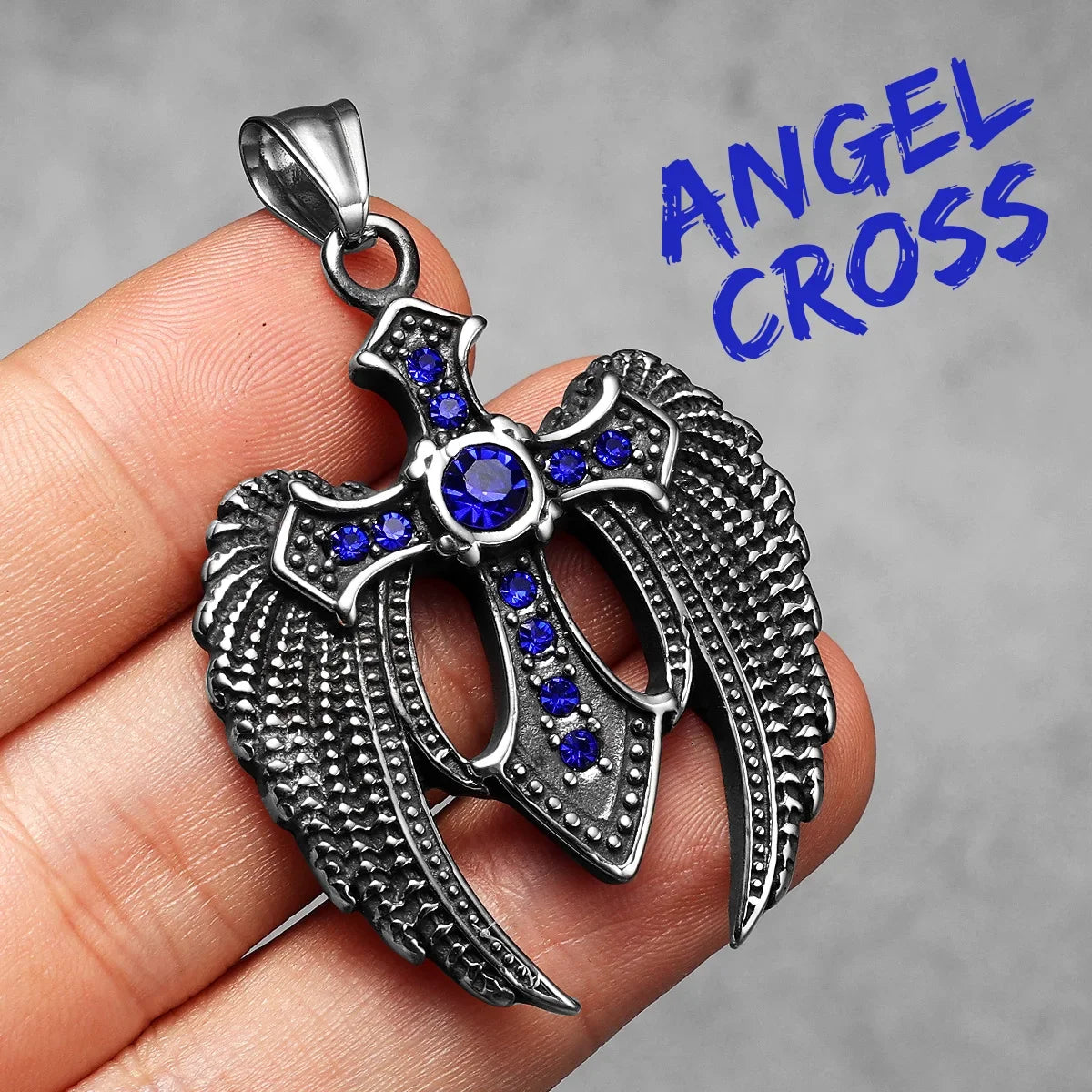 Angel Wing Cross | 316L No Fade Stainless Steel Amulet Style Hip Hop Pendant