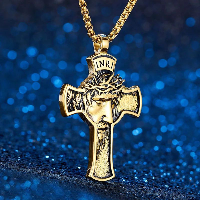Jesus Collection ll | 14k Gold Over Solid Stainless Steel Angel Jesus Cross Pendants