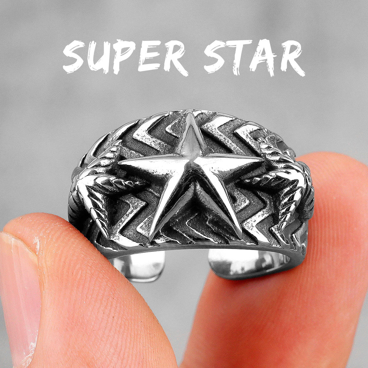 Super Star | 316L No Fade Stainless Steel Star Crossed High Fashion Street Style Ring