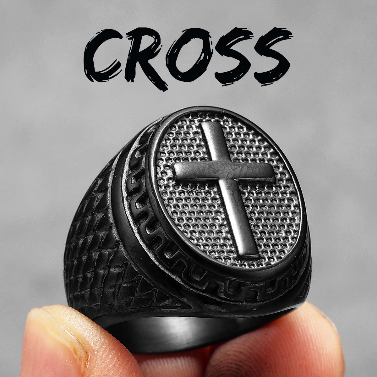 Crusader Cross Collection | 316L No Fade Stainless Steel Jerusalem Cross Spiritual Rings