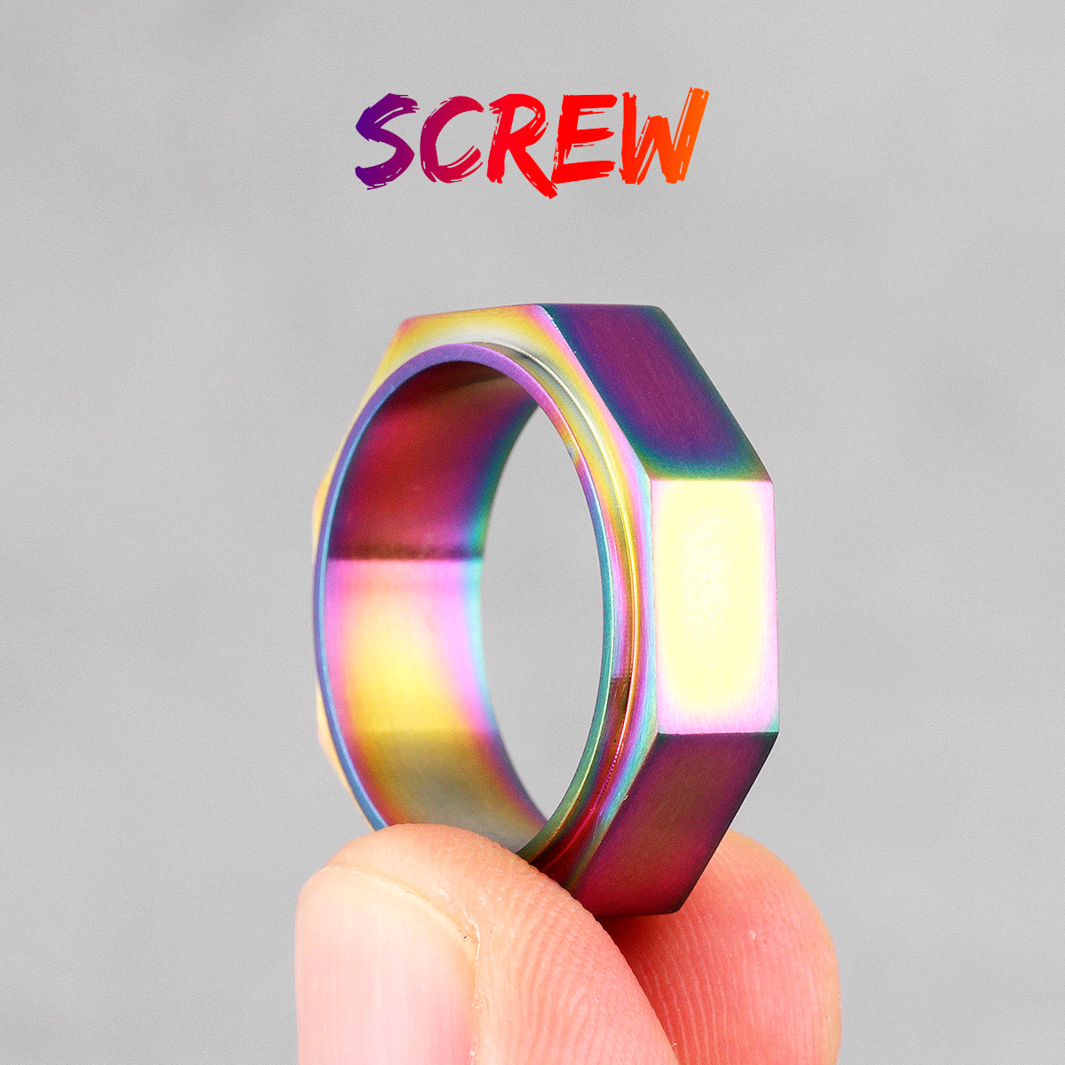 Mens Metal | 14k Gold Black over Solid Stainless Steel Strong Vintage Engine Screw Ring