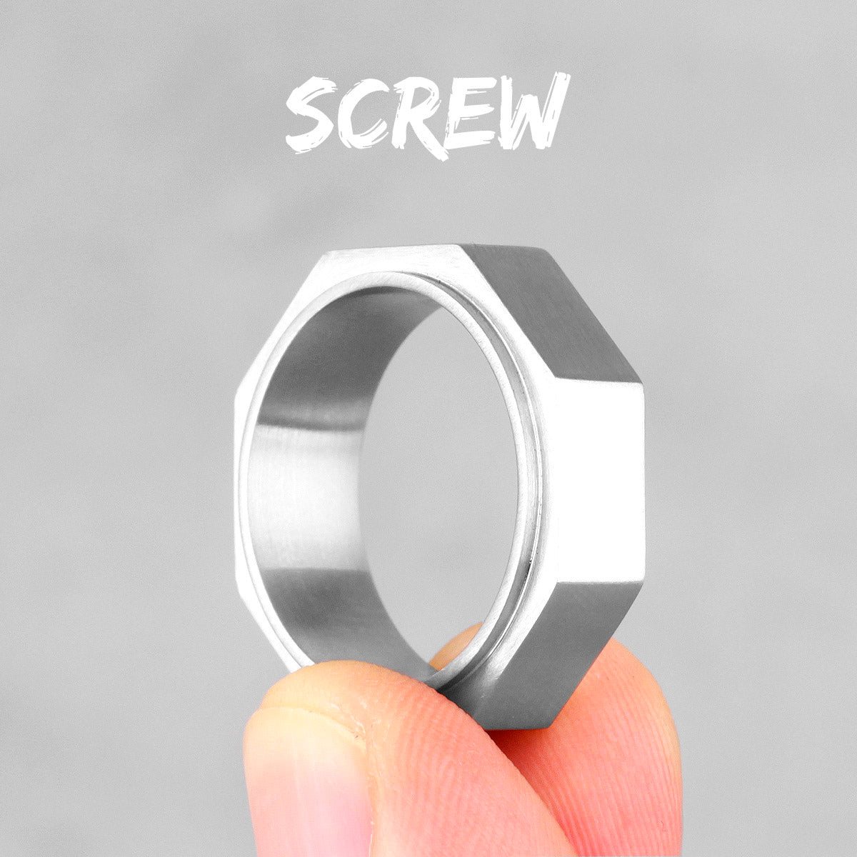 Mens Metal | 14k Gold Black over Solid Stainless Steel Strong Vintage Engine Screw Ring