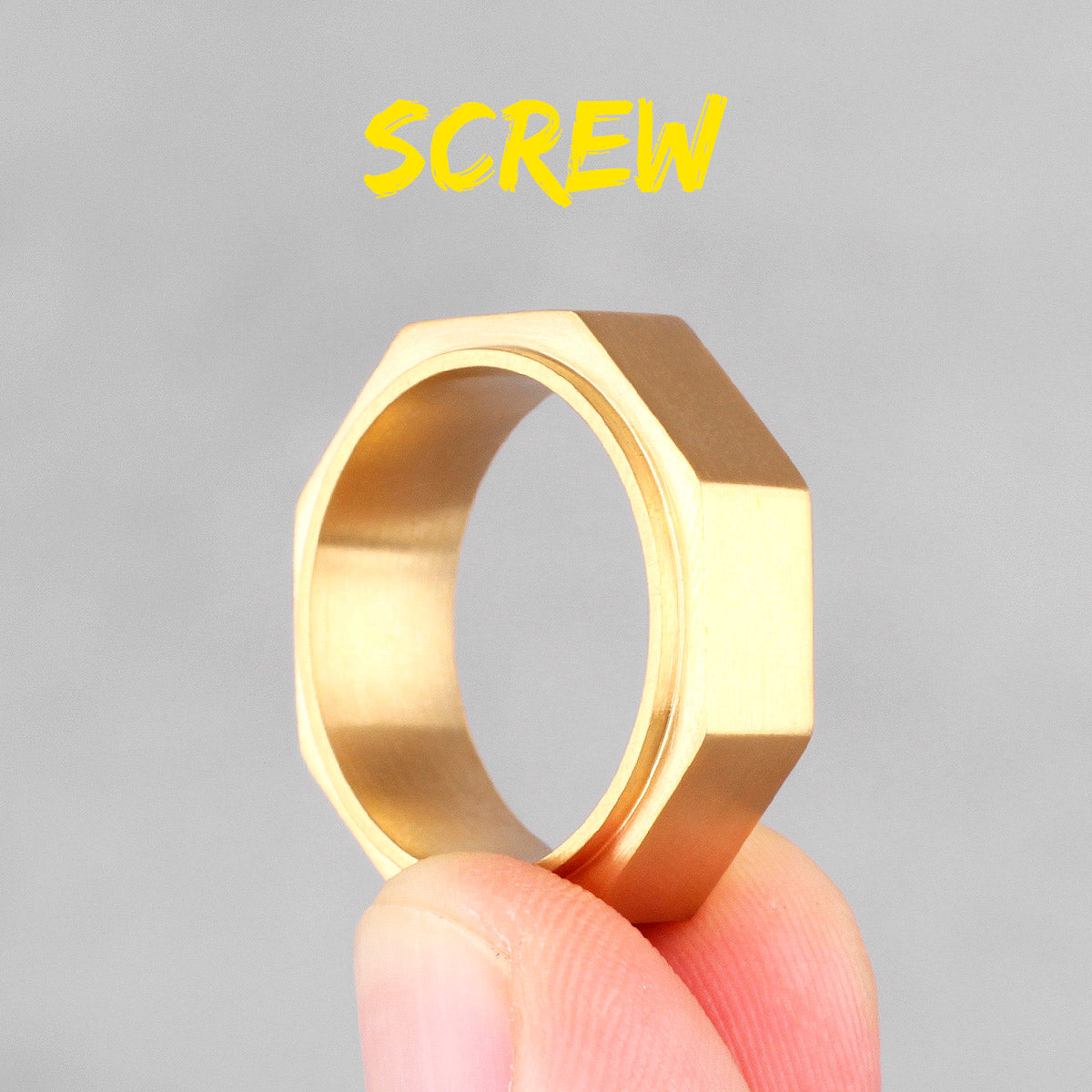 Mens Metal | 14k Gold Black over Solid Stainless Steel Strong Vintage Engine Screw Ring