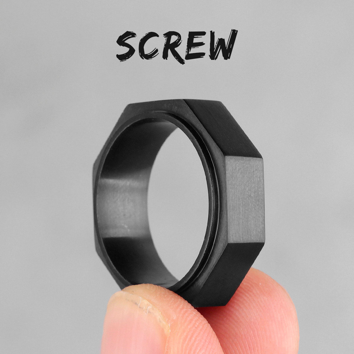 Mens Metal | 14k Gold Black over Solid Stainless Steel Strong Vintage Engine Screw Ring