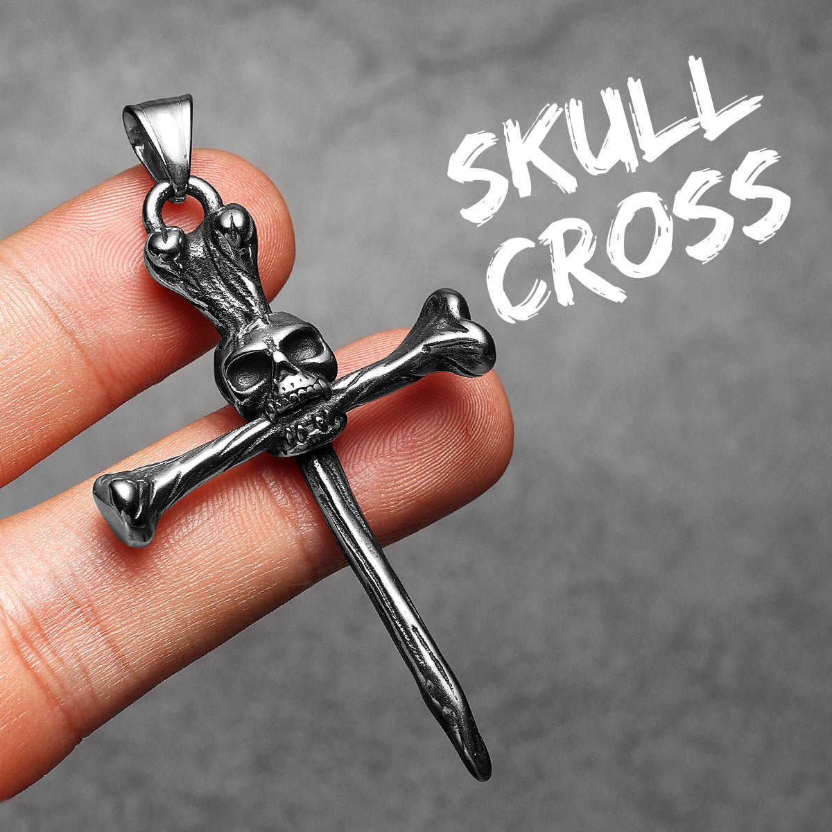 Skull and Bones | 316L Stainless Steel Symbolic Street Style Cross Pendant