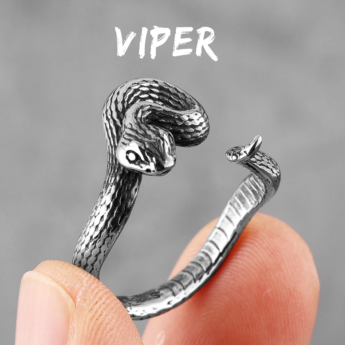 Rattlesnake Viper | 316L Stainless Steel Mens Street Wear Rings