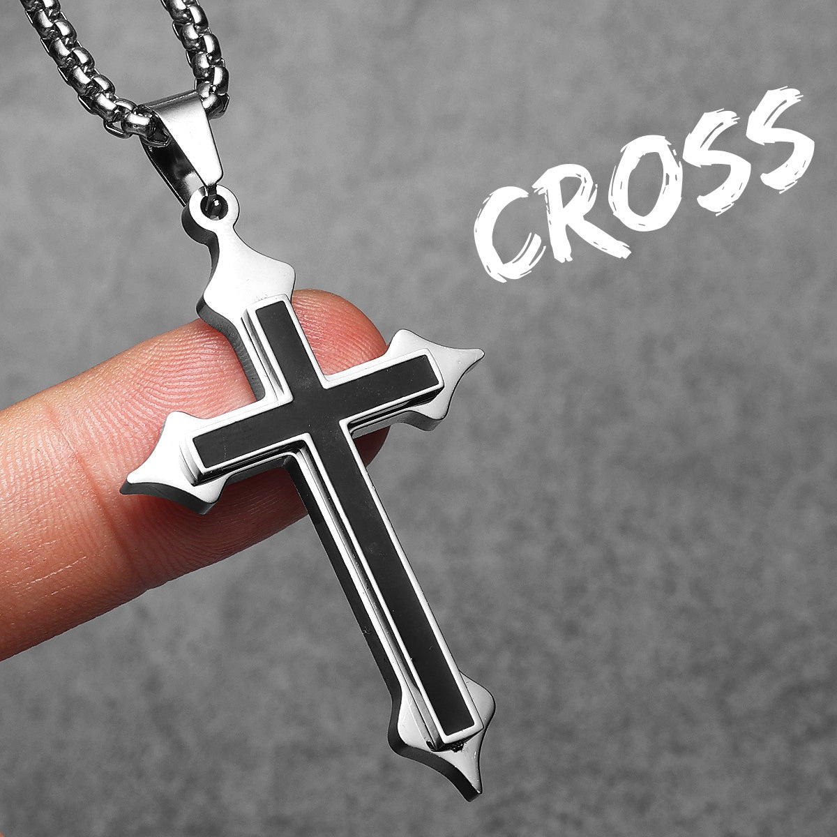 メンズビジネス♠️メンズアクセサリー♣️ Double Layer Cross | 316L Men's No Fade Stainless Steel Simple