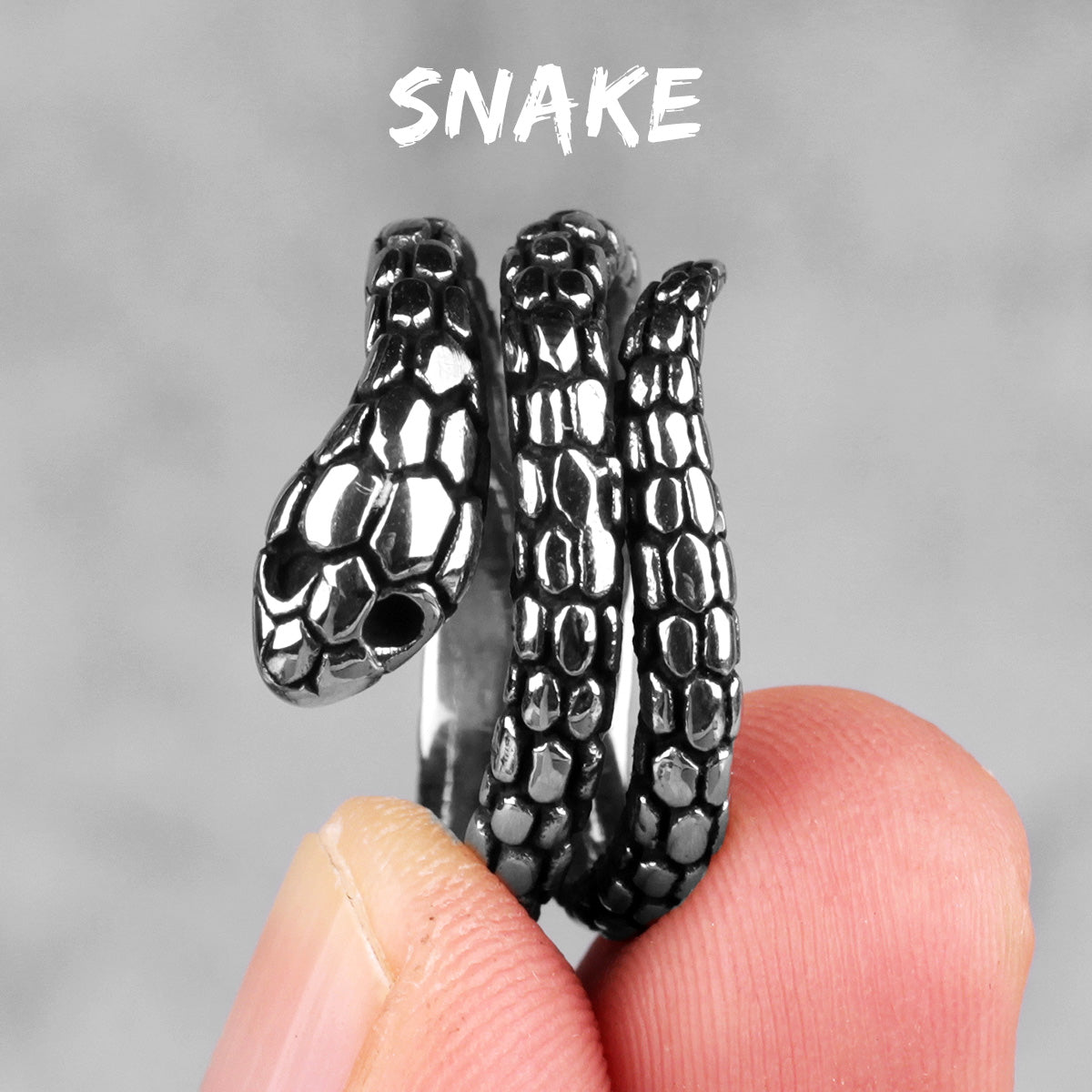 Reptile | 316L Stainless Steel Coiled Snake Detailed Street Wear Stylish Rings