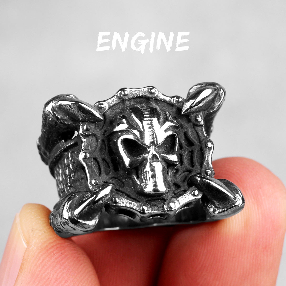 Hell's Engine | No Fade Stainless Steel Skull Dragon Claw Street Style Men's Rings