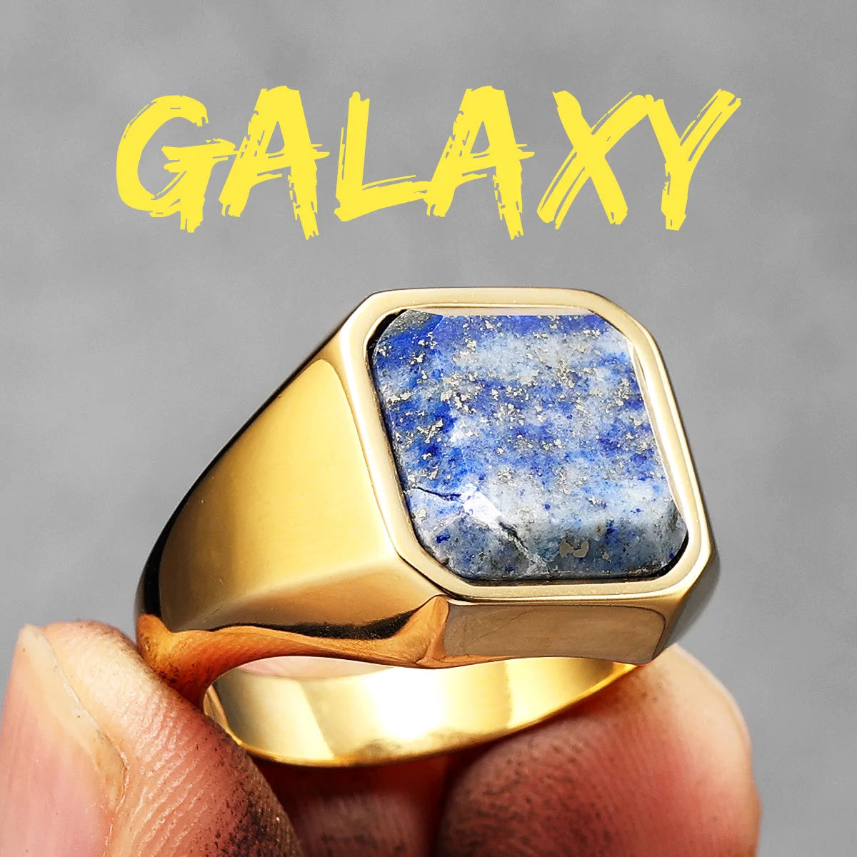 The Galaxy | 14k Gold Black over No Fade Stainless Steel Interstellar Starry Sky Men Rings