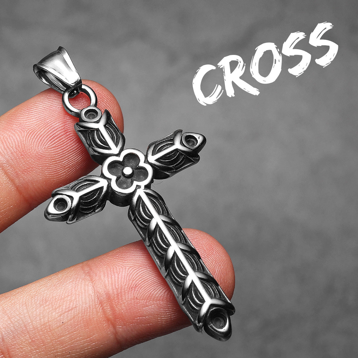 Designer Cross | 316L No Fade Stainless Steel Carved Cross Vintage Spiritual Pendant