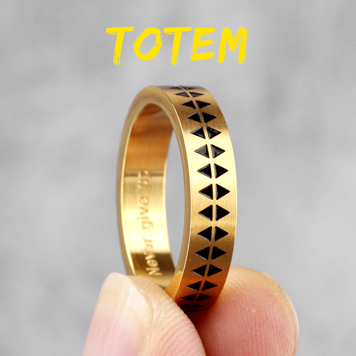 Totem | 14k Gold Black over Solid Stainless Steel Vintage Couple Lovers Rings