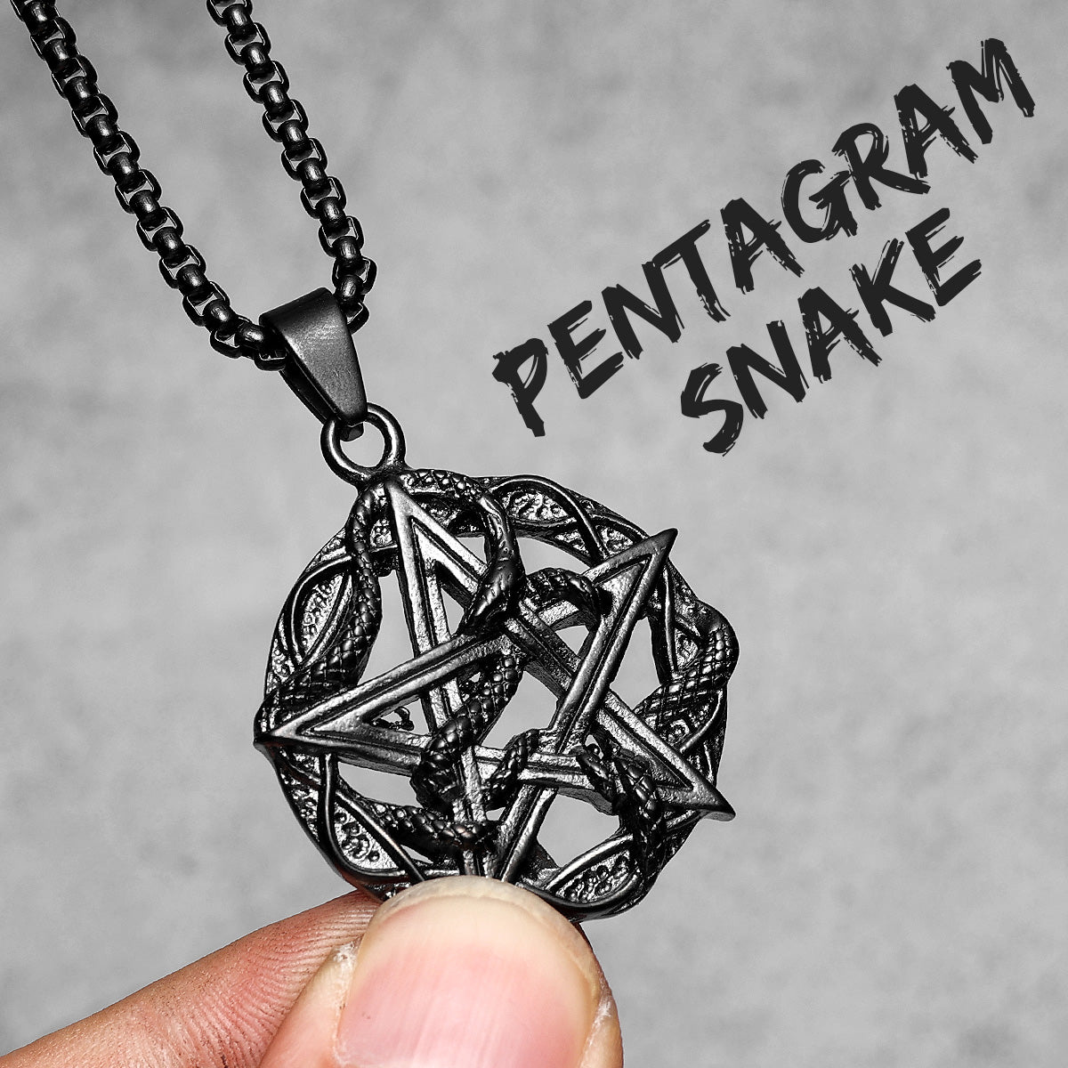 Evil Within | 316L No Fade Stainless Steel Vintage Black Pentagram Snake Hip Hop Pendant