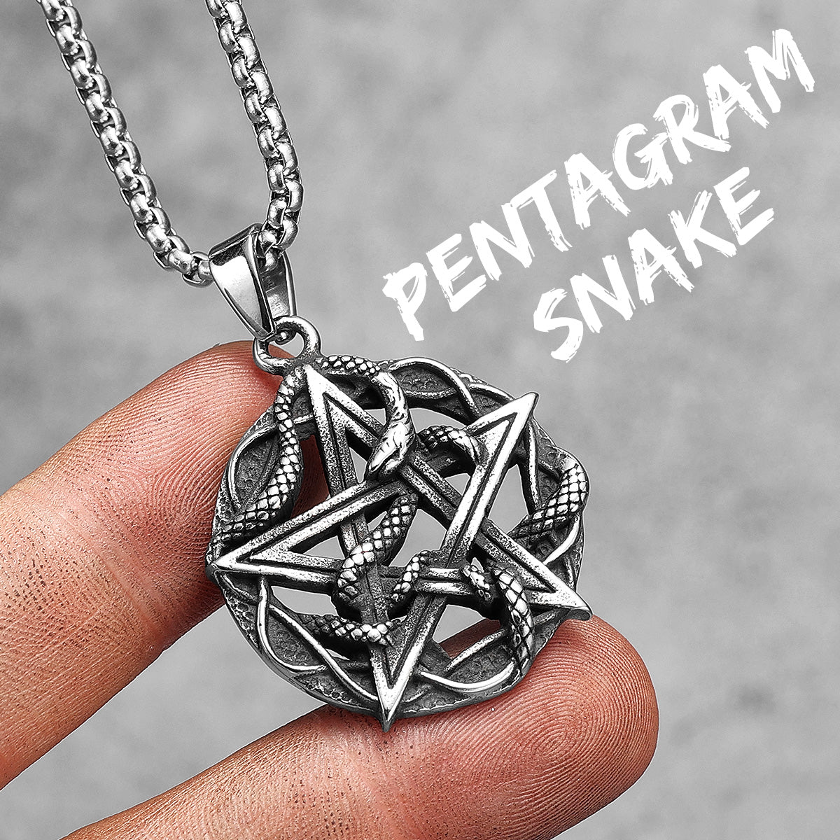 Evil Within | 316L No Fade Stainless Steel Vintage Black Pentagram Snake Hip Hop Pendant