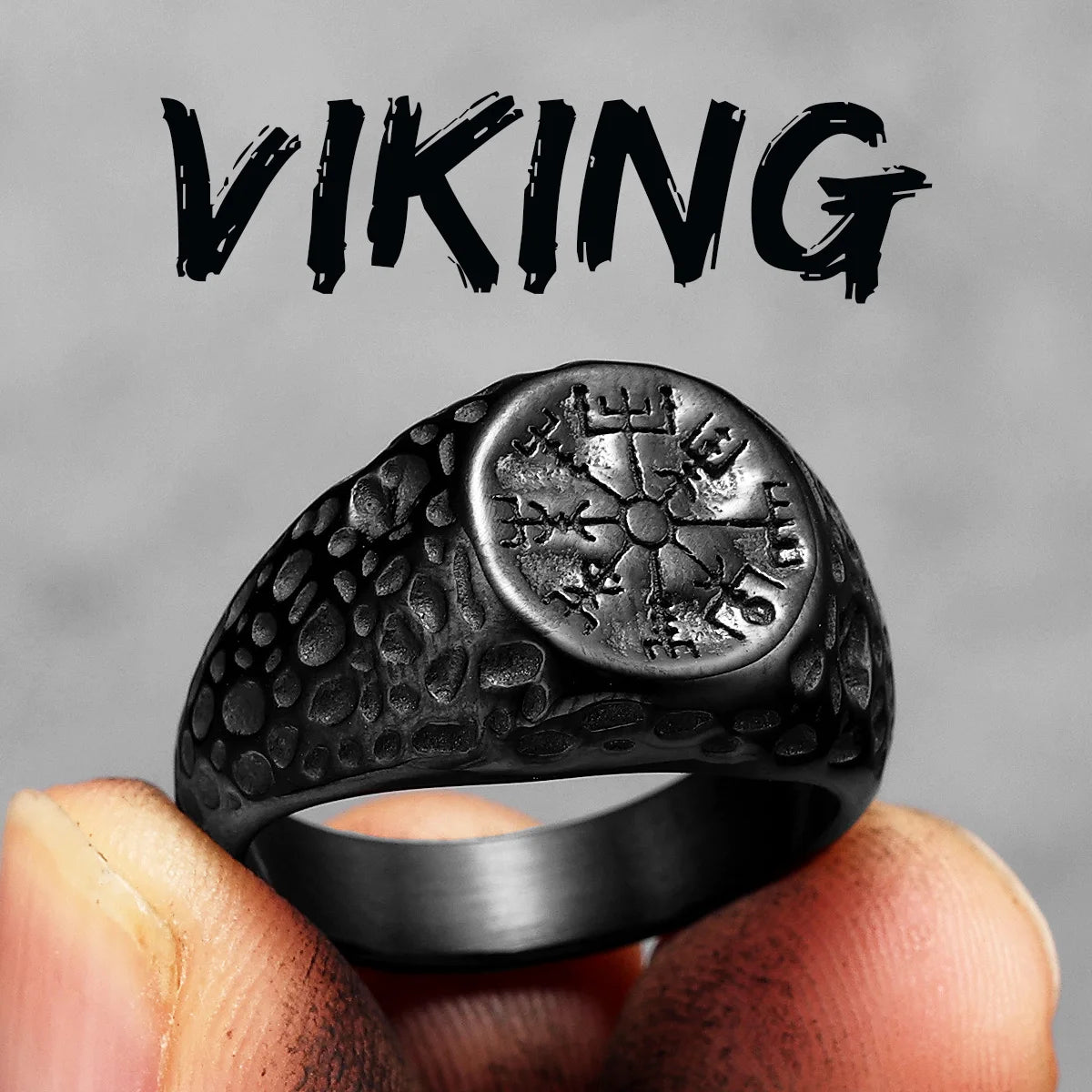 The Viking | No Fade Stainless Steel Damaged Viking Compass Symbolic Rings
