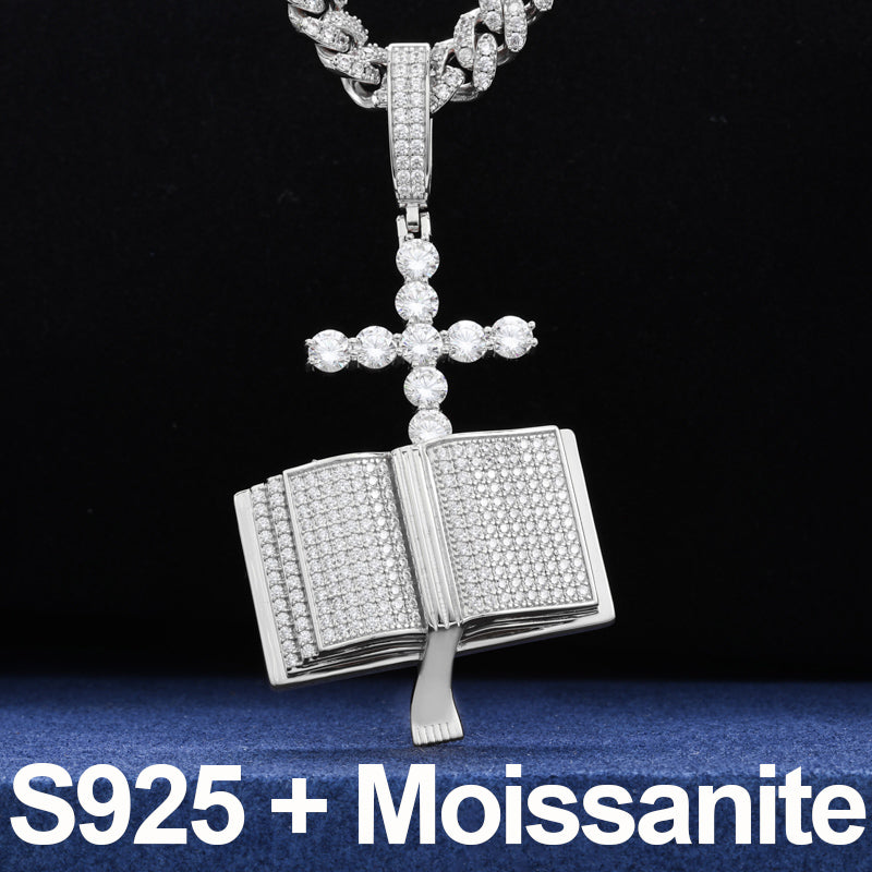 Divine Blessings  | S925 Solid Iced Blinged Out Moissanite Cross Bible Prayer Pendant