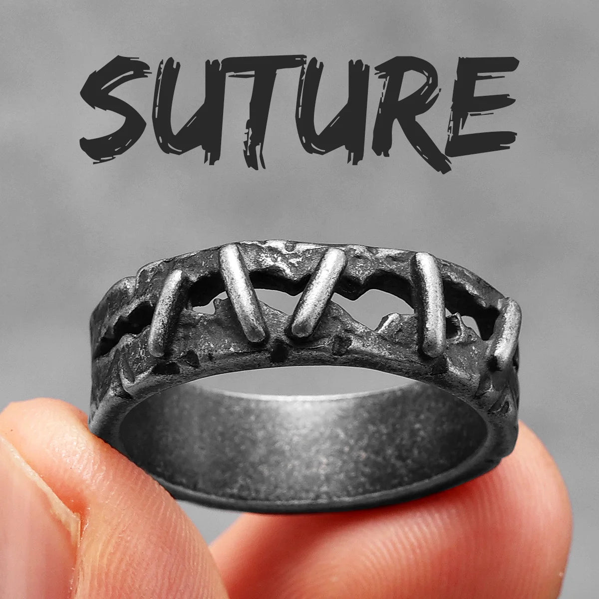 Snitches Get Stitches ll | Retro Stainless Steel Suture Men's Unique Personality Rings