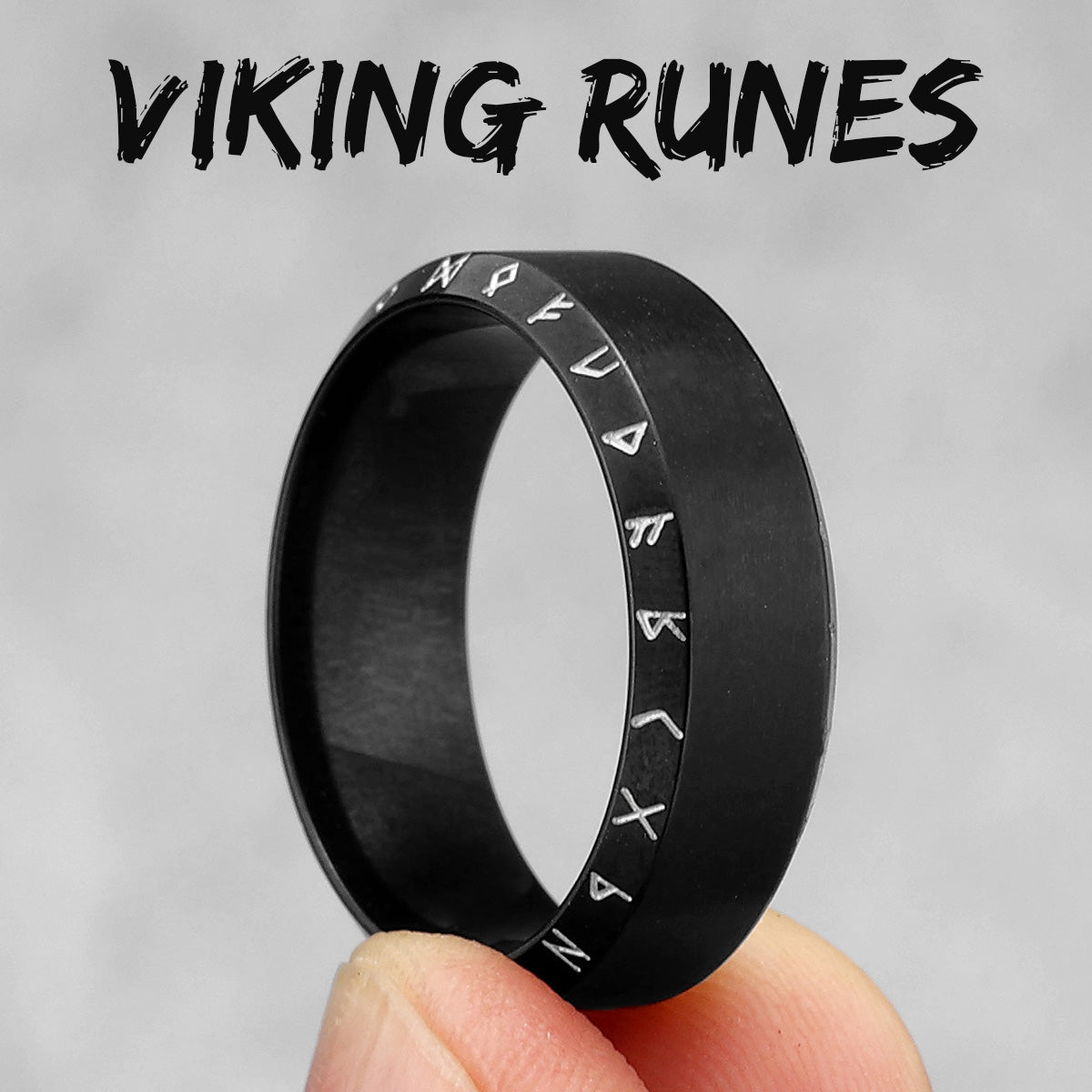 Steel Black Collection | 316L Black Stainless Steel Vintage Look Myth Of Odin Rings