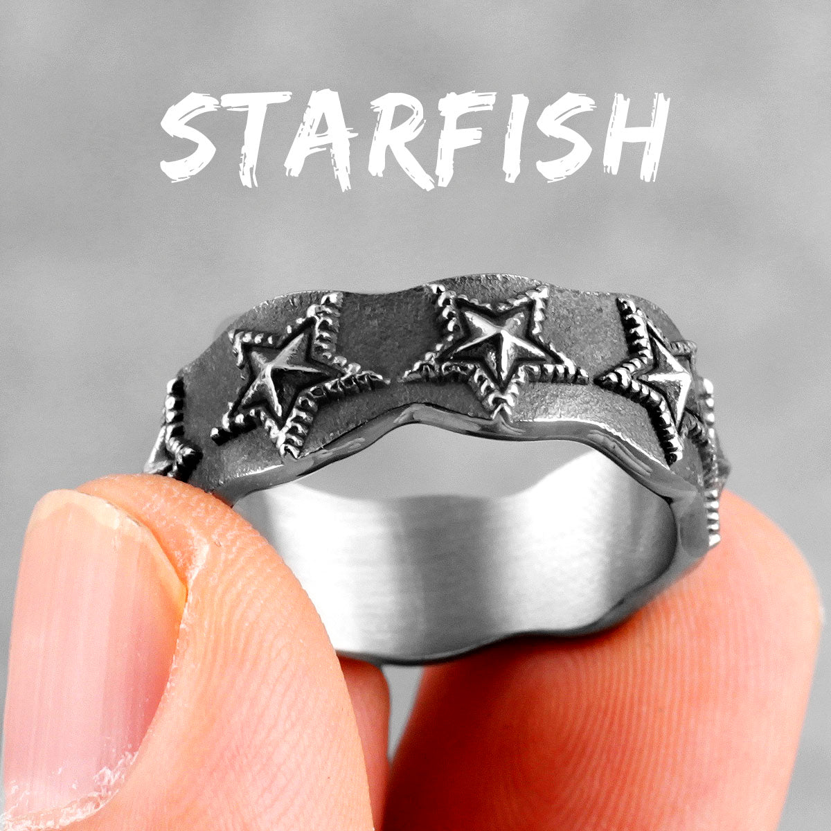 Starfish | 316L Solid Stainless Steel Starfish Star Unique Personality Rings