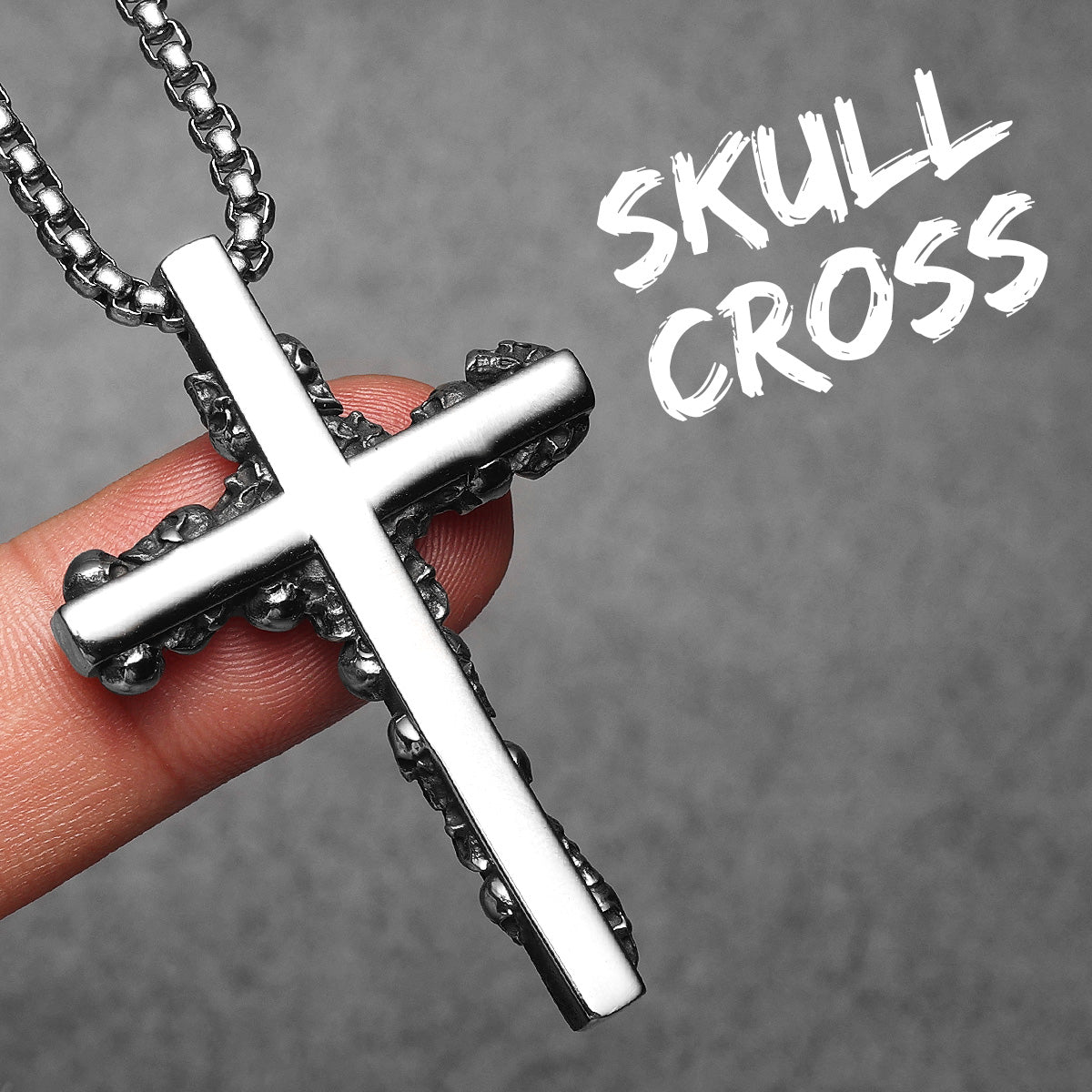 Skull Cross | 316L No Fade Designer Stainless Steel Street Style Cross Pendant