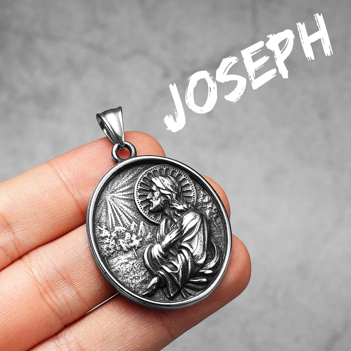 Hall Of Saints | 316L Solid Stainless Steel Holy Father Joseph Saint Pendant Collection