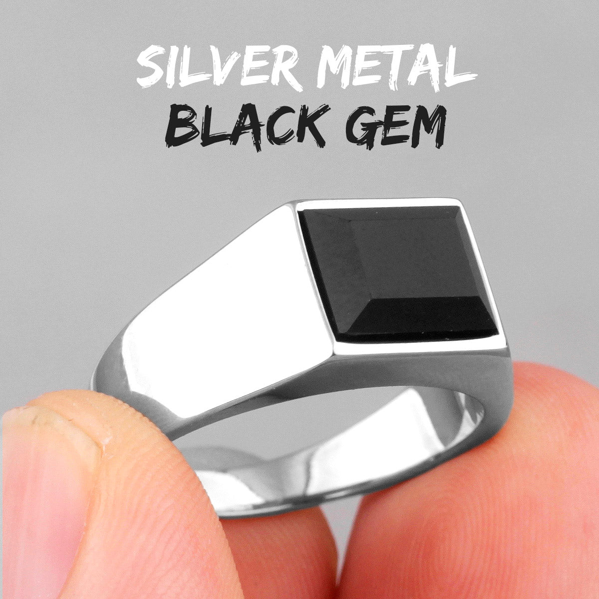 Simple Luxury | 14k Gold Over Solid Stainless Steel Black Gemstone Street Style Rings