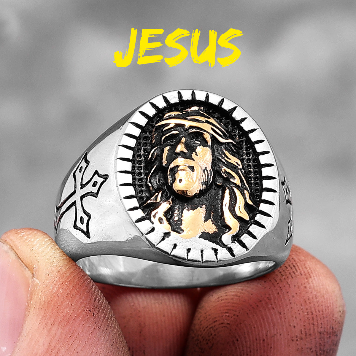 The Holy One | 14k Gold Accent God Jesus Face Spiritual Street Wear Rings