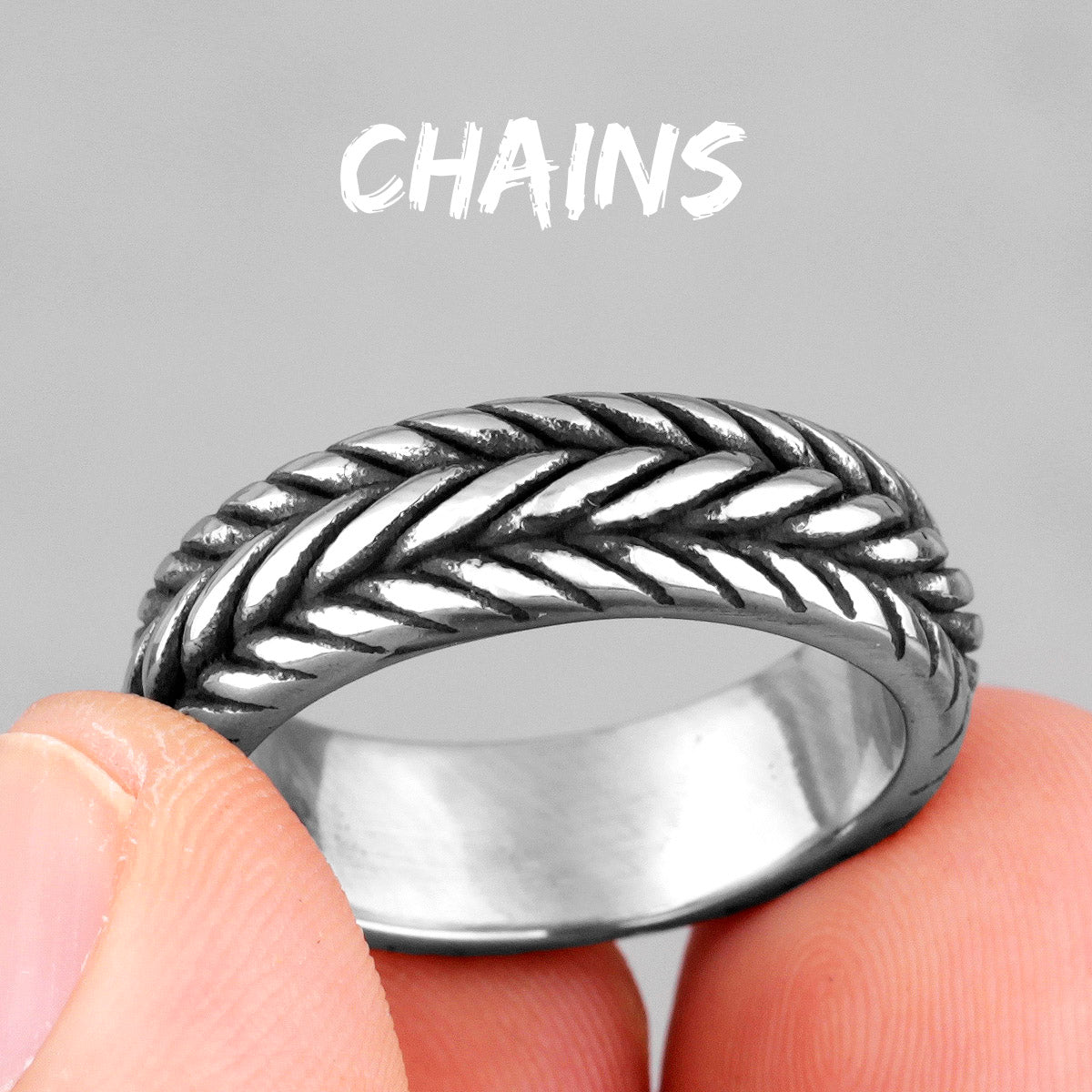 Chains | No Fade Solid Stainless Steel Designer Retro Simple Clean Mens Rings