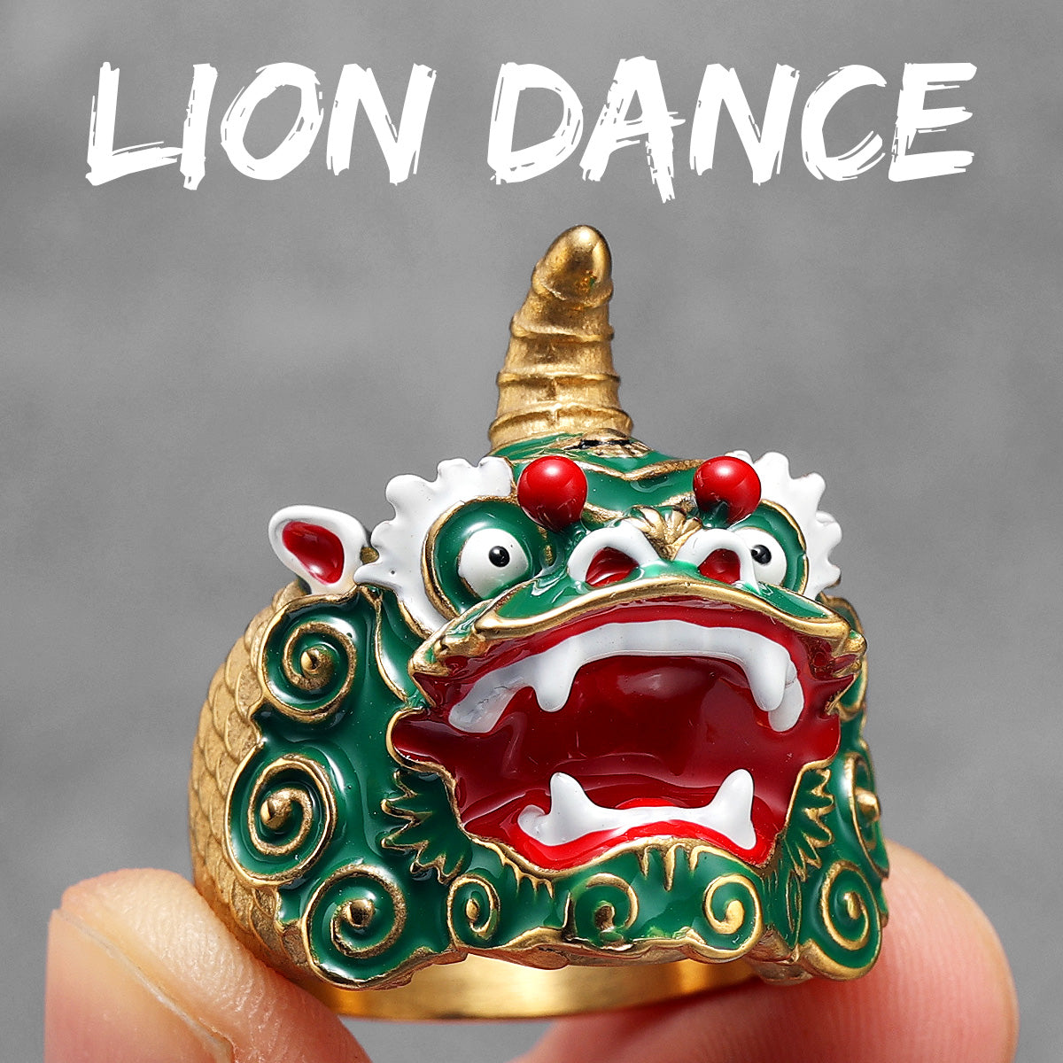 Chinese Lion Dance | 316L Solid No Fade Stainless Steel Unique