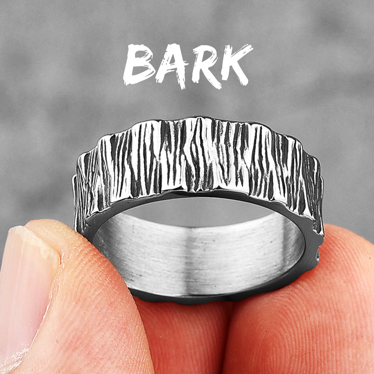 Tree Bark | No Fade Stainless Steel Designer Vintage Look Men's Rings