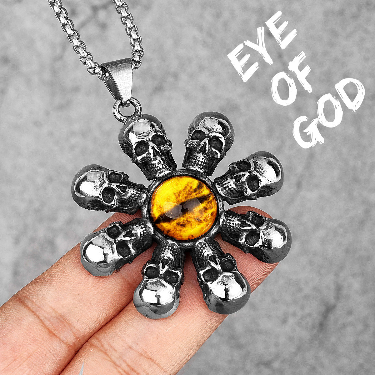 Eye Of God | Solid Stainless Steel Skull Head Hip Hop Pendant Amulet