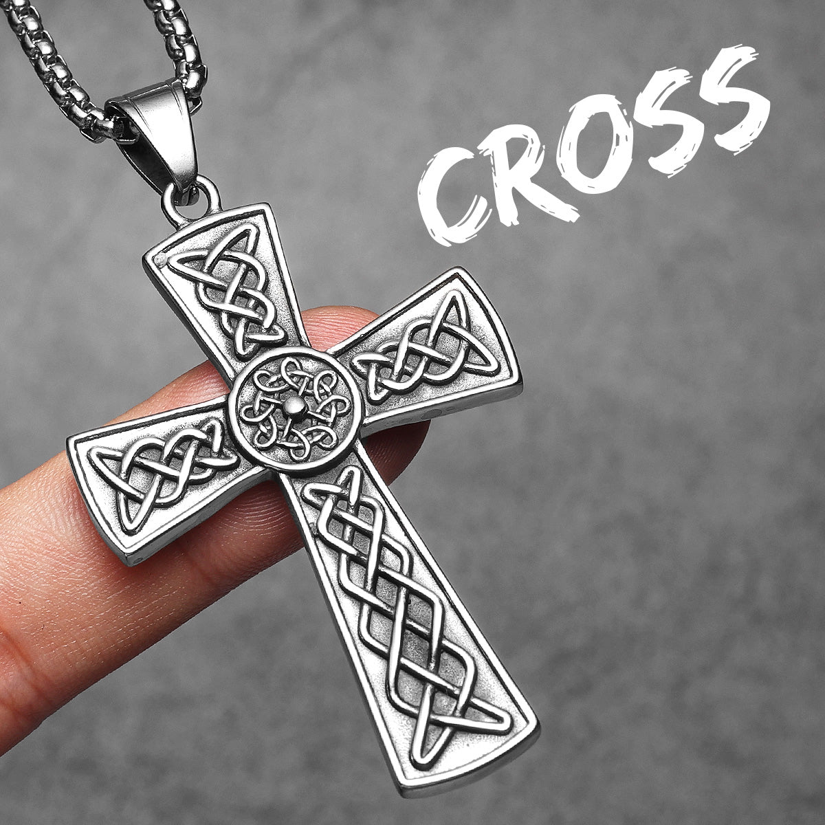 Mingled | 316L Solid Stainless Steel Celtic Knot Hip Hop Cross Street Wear Pendant