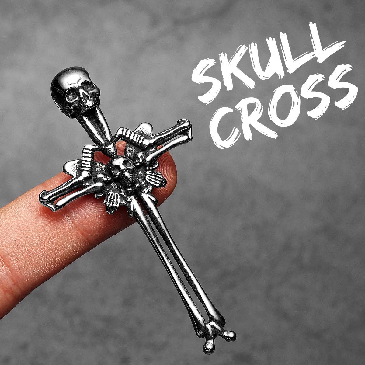 Cross Skull | Mens Solid Stainless Steel Designer Cross Hip Hop Street Wear Pendant