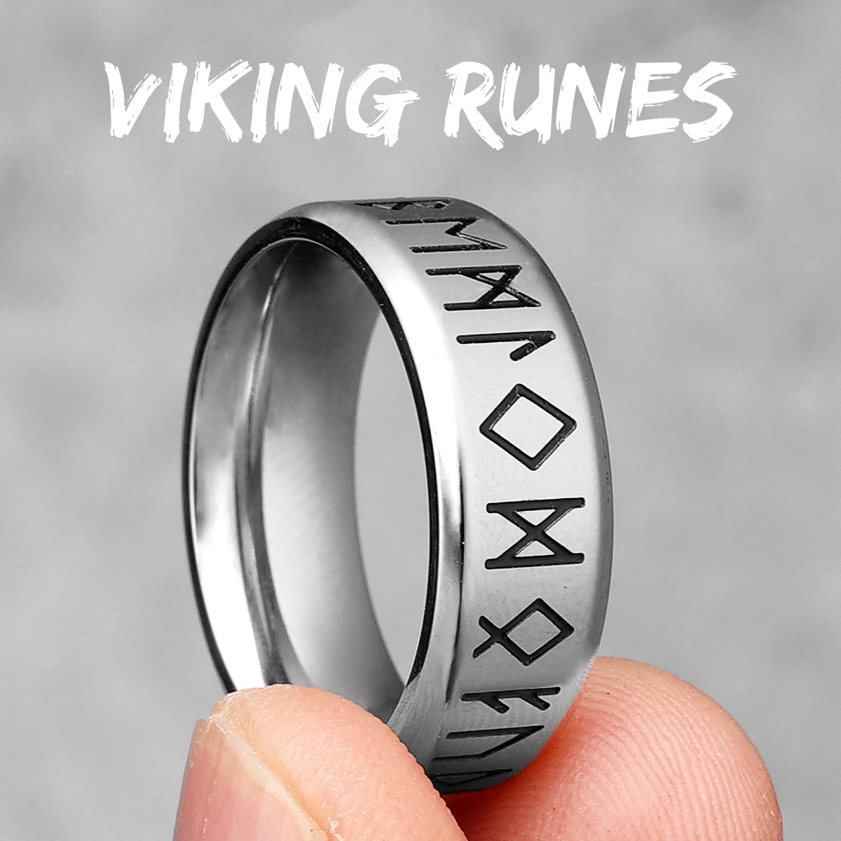 Runes | 316L Solid Stainless Steel Vintage Look Mythical Viking Men's Rings