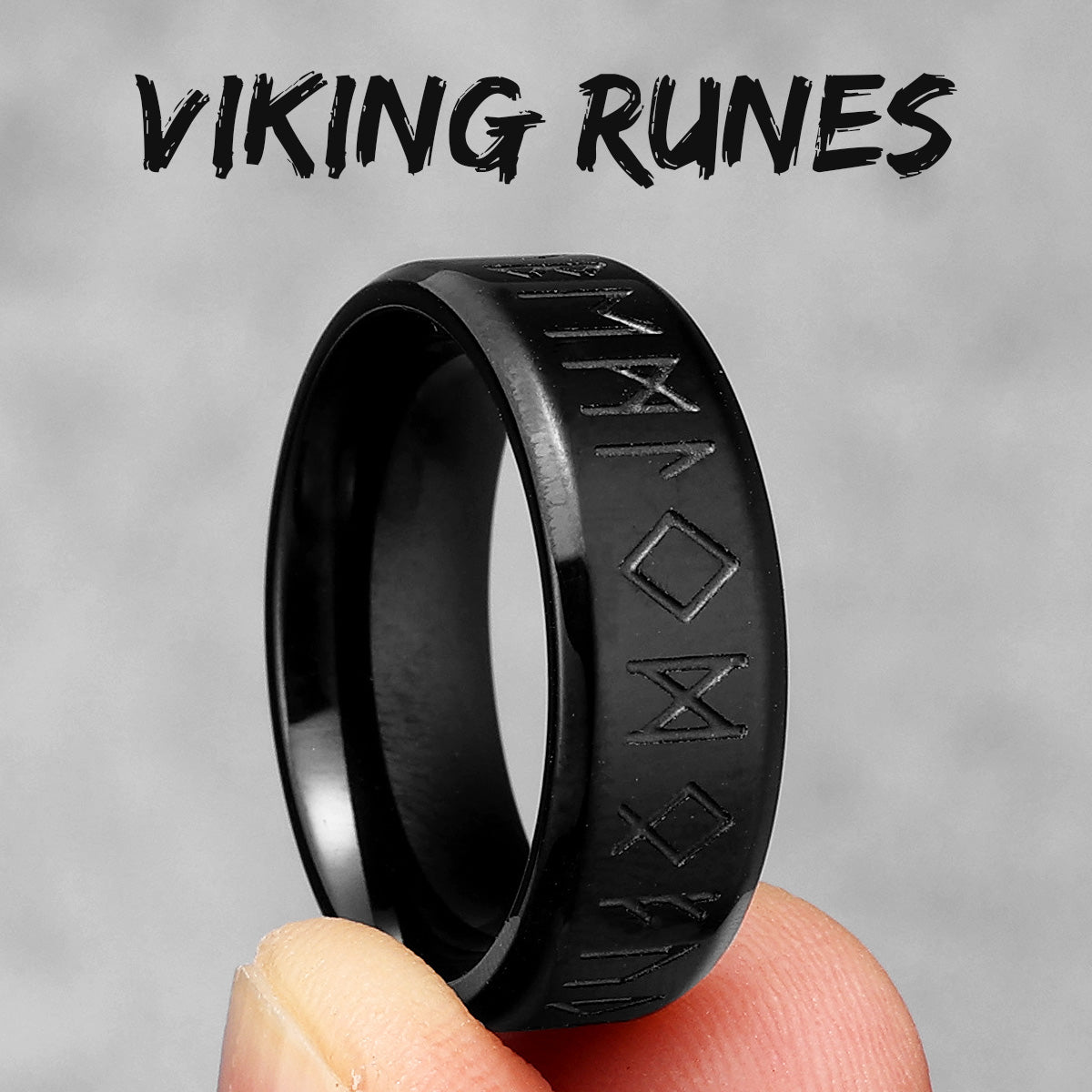 Runes | 316L Solid Stainless Steel Vintage Look Mythical Viking Men's Rings
