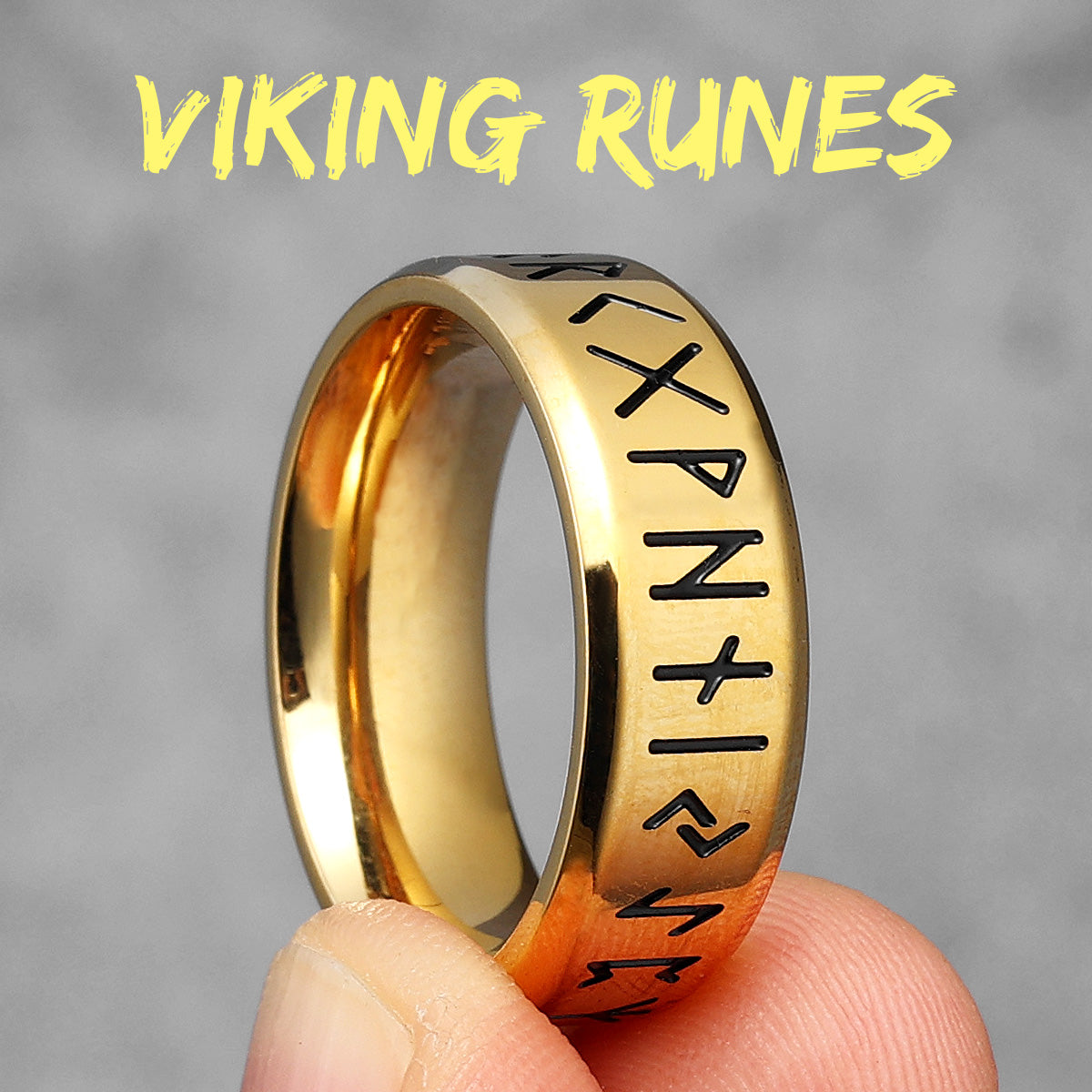 Runes | 316L Solid Stainless Steel Vintage Look Mythical Viking Men's Rings
