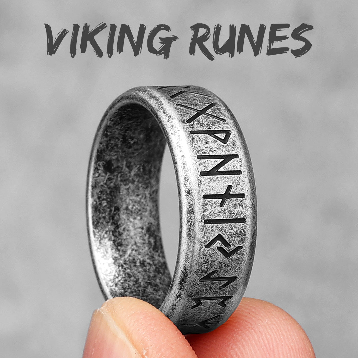 Runes | 316L Solid Stainless Steel Vintage Look Mythical Viking Men's Rings