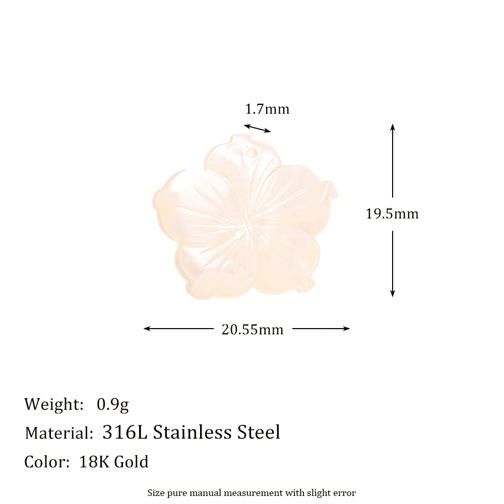 Sea Pearl Flower Heart 18k Gold Stainless Steel Pendants Charm Waterproof Necklaces
