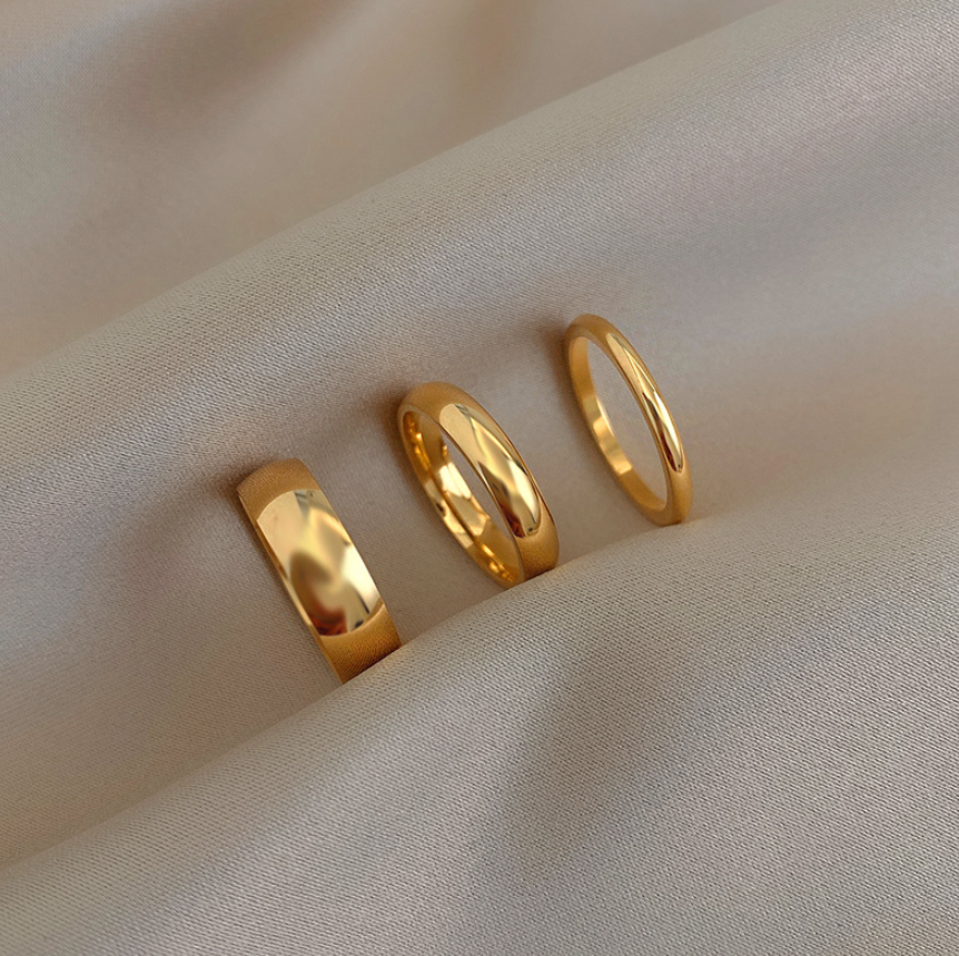 Knuckle Rings | Tarnish Free 2mm 4mm 6mm Stainless Steel 18K Gold Plated Ring