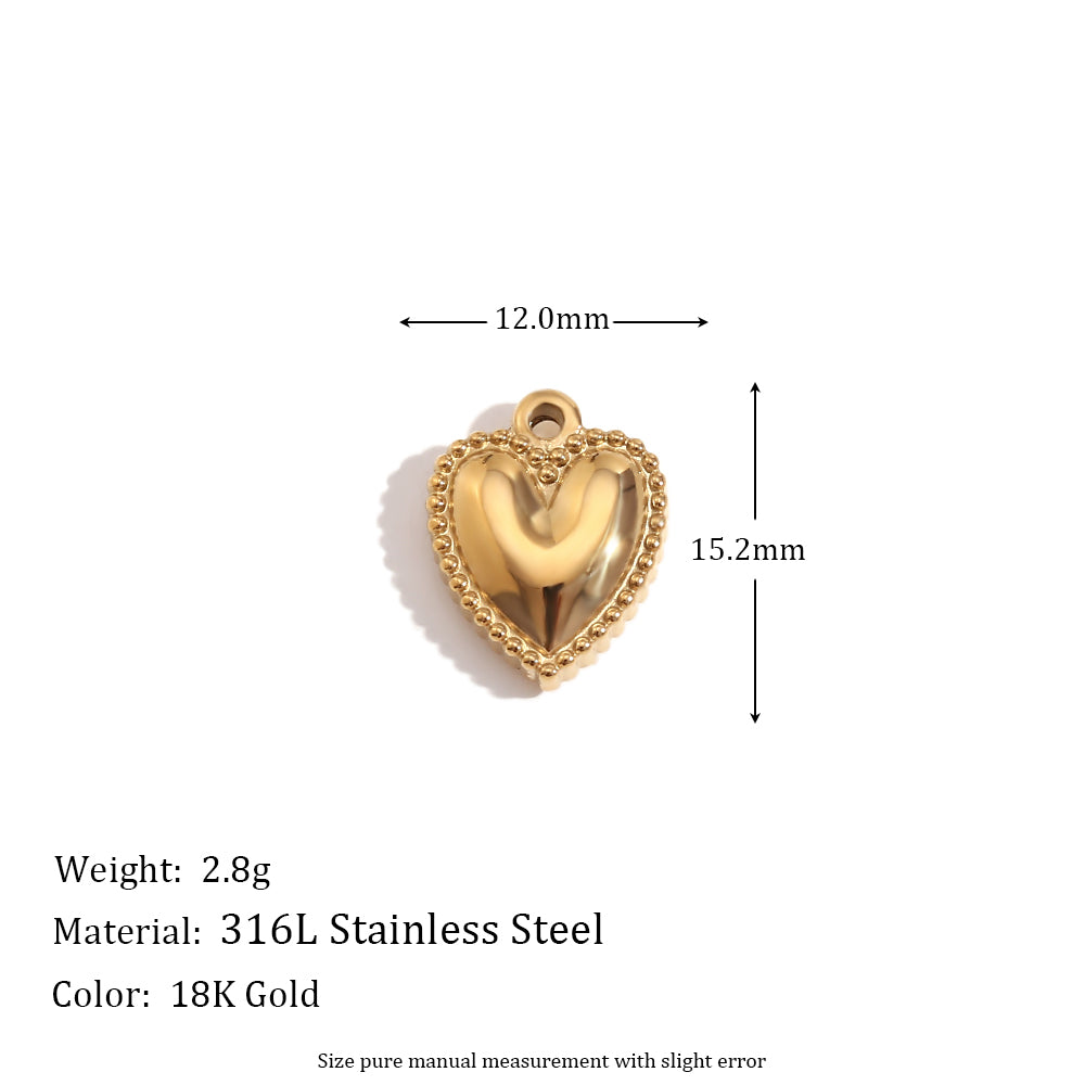 Charms | 18k Gold Stainless Steel No Fade Bead Heart-shaped Key Rainbow Necklace Charms