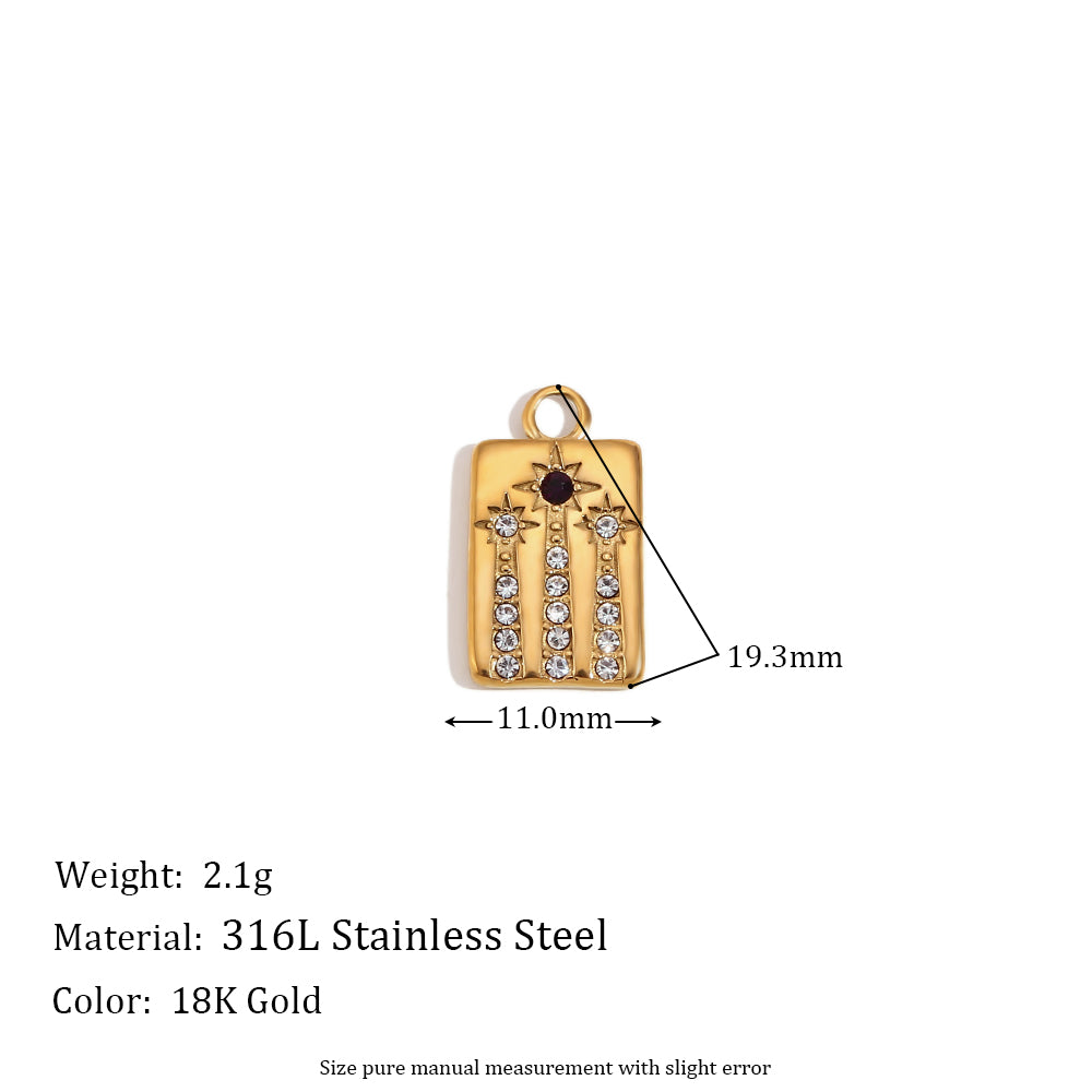 Charms | 18k Gold Stainless Steel No Fade Bead Heart-shaped Key Rainbow Necklace Charms