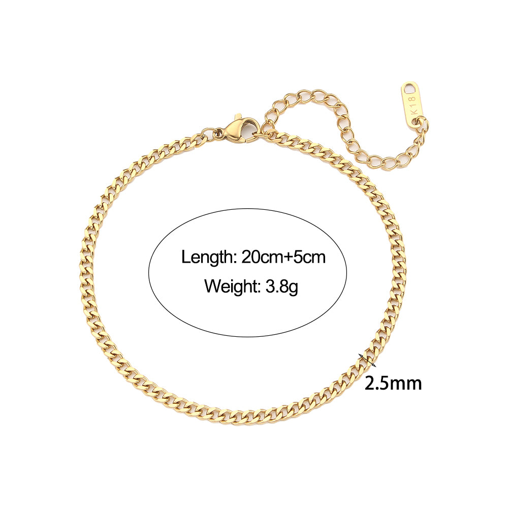 18k Gold Stainless Steel Cuban Rope Tennis Link No Fade Street Style Braclets