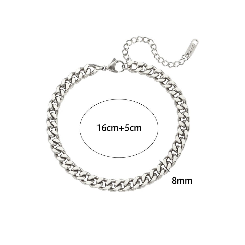 18k Gold Stainless Steel Cuban Rope Tennis Link No Fade Street Style Braclets