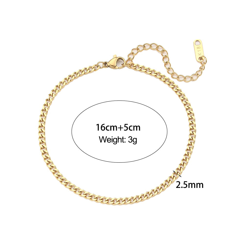 18k Gold Stainless Steel Cuban Rope Tennis Link No Fade Street Style Braclets