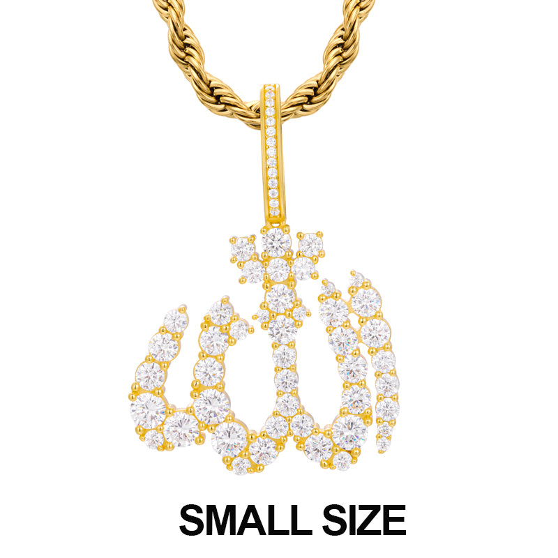 Allah The Almighty | Solid Silver Genuine Mossanite Diamond Spiritual Hip Hop Pendant