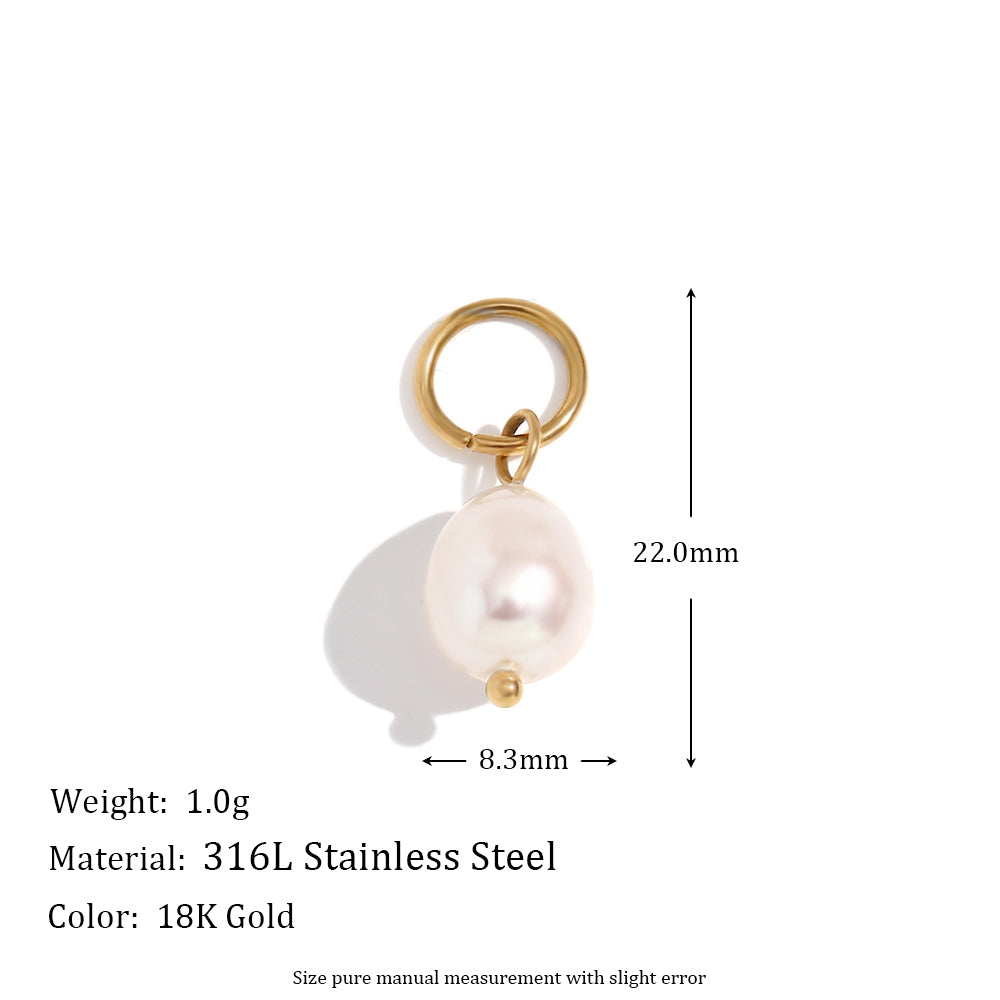 Women's 18k Gold Sleek Fresh Water Pearl Stainless Steel Small Hoop Earrings