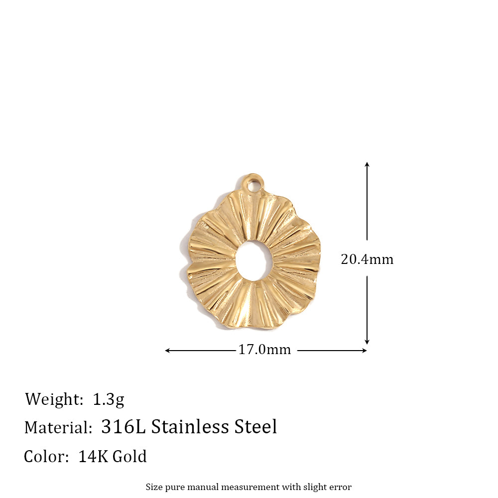 Ladies DIY 18k Gold Over No Fade Solid Stainless Steel Perforate 3D Buckle Pendants