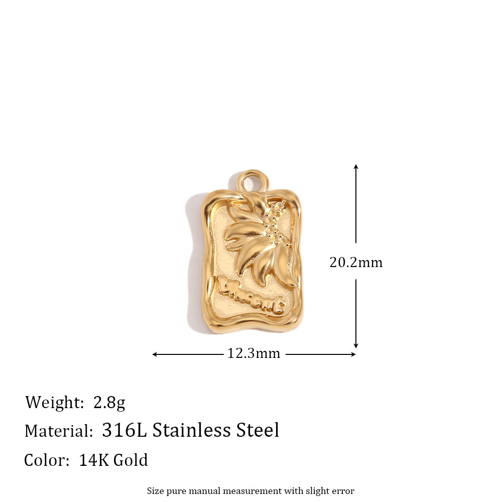Ladies DIY 18k Gold Over No Fade Solid Stainless Steel Perforate 3D Buckle Pendants